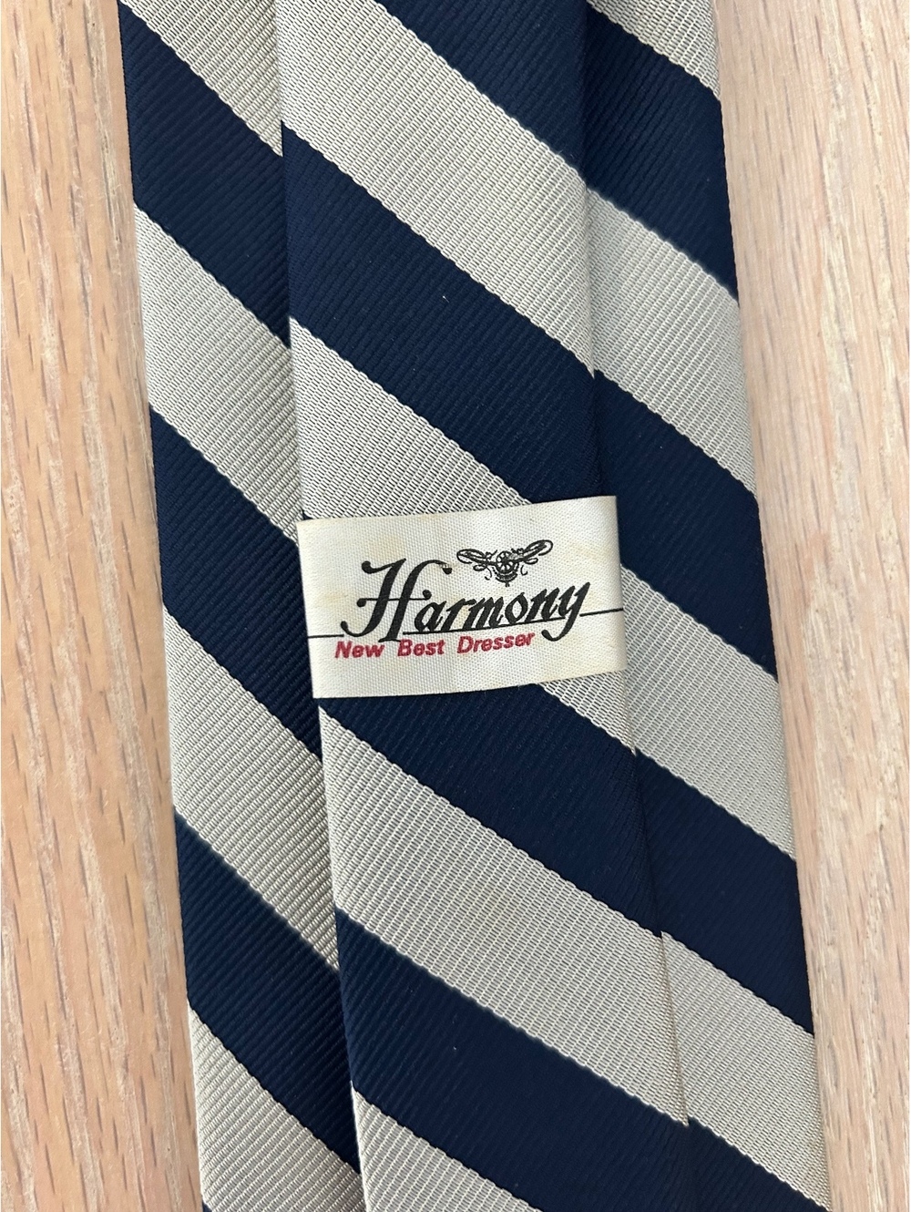 Harmony Classic Diagonal Stripe Men's Tie in Navy and Beige